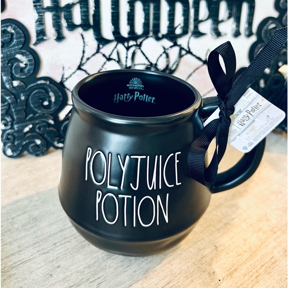 Rae Dunn Harry Potter POLYJUICE POTION mug cauldron shaped black Halloween NWT
